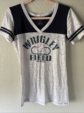 Blue 84 Navy and White Ringer V-Neck Tee